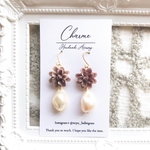 【一点物/母の日】Flower Pearl 天然石 フラワー 淡水パール ピアス イヤリング 変更◎