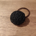 【再販】3.5cm＊リフ編みくるみボタンのヘアゴム＊ブラック