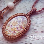 ⋆*❁*⋆ฺ｡*Calendulaº· .•*¨✼フォッシルコーラルマクラメペンダント ༘*ೄ˚