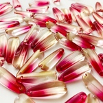 15個　チェコガラスビーズ  菊の花びら 花弁 ザクロ&ゴールド