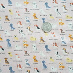 《約２５×１５０ｃｍ》綿麻　犬　アニマル　ピンク　麻混　カットクロス　プードル　ダックス　キャバリア