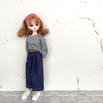 リカちゃん 服 3点セット トップス ワイドデニム ヘアバンド