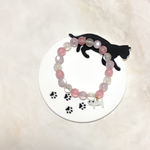 天然貝の猫とアクリルブレスレット<ピンク>