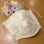 【翌日発送】大人 ガーゼマスク   野花 イエロー