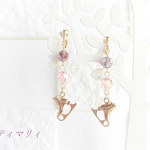 ＊フィギュアスケート＊ピンクレッド♢キラキラガラスのイヤリング