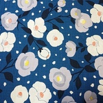サザンクロス生地｜110×50cm｜fuusio｜椿｜ネイビー｜和柄｜甚平さん等に｜花柄｜コットン｜綿