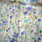 青いお花のダブルガーゼ生地❁50㎝×40㎝
