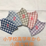 小学校高学年から小顔女性向き ギンガムチェック柄マスク