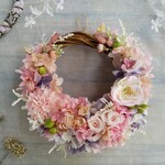 【yuyunosuke55さま専用ページ】 Jolie botanique＜Pastel Rose＞＊ハーフムーンリース＊プリザーブドフラワー＊お花＊ギフト＊結婚祝い＊新築祝い