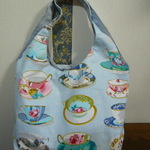 フランス生地　ティーカップ柄のショッピングトート