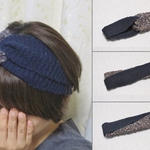 【3way】バイカラーのニットヘアバンド