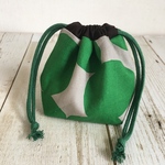 ミニ巾着　ドットグリーン