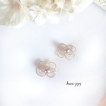 ribbon clear wire flower ピアスorイヤリングor樹脂ピアス