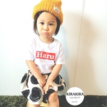 【4950円以上送料無料】子供サイズ レッド ブロックロゴ 名前入れTシャツ 名入れTシャツ ペア イニシャル