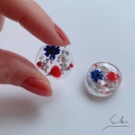赤と青のスターフラワーピアス／イヤリング