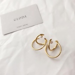 ゴールドサークルピアス ゴールド パールピアス 2連サークル 大ぶり アレルギー対応 結婚式 ウェディング ブライダル お呼ばれ フォーマル 上品 輸入 