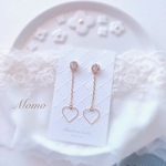 【スワロフスキー使用】ハートとクリスタル♡ビジュー♡ピアス・イヤリング