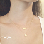18Kcoating Cube&Triangle Double Chain Necklace
