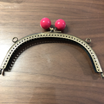 玉付がま口♪金具♪１6．５ｃｍ（赤）