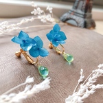 ブルー紫陽花  重ね花びらのイヤリング