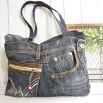027-デニムリメイク　トートバッグ