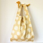 レジ袋型エコバッグ（大）◎北欧ブーケ◎ベージュ◎