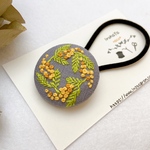 ミモザの刺繍 ③ ヘアゴム