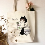 トートバッグ/お買い物ねこ黒色／   別称：トイレットペーパーを買う猫