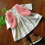 ８０～８５　生成りのワンピース＆ファーベスト