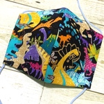 ハンドメイド　布　マスク　立体【キッズ：恐竜】K19