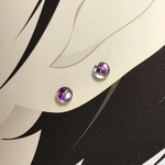 【3110】紫ピンク石　小さいステンレスピアス 