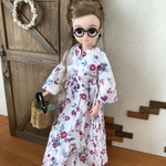 リカちゃん服＊レトロ花柄ティアードワンピース