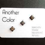 【片耳用ピアスセット】クラッシュ・メッシュ・リングピアス/メンズ/スクエア/ブラック/ゴールド