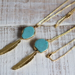 Turquoise Necklace with feather　