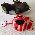 🔴ジョニー様オーダー品🔴ちりめん細工  夏の設い  流木と金魚ジョーロ  置き物