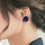粘土の花＊紫陽花のピアス　濃紺＊