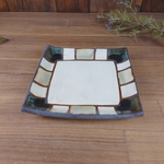 角皿小(黄と緑のストライプ)