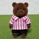 シルバニアファミリー　初期くま　お兄さん　ピンクストライプ　シルバニア