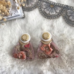 【ピアス・イヤリング】一点モノ♪ヴィンテージボタン ×ピンク刺繍リボン♡