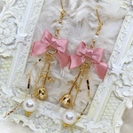 ＊Grace＊シェルパール×フラワー　ロングピアス　イヤリング くすみピンク