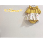 ●yuzu様専用●★フリル✳ぷっくり半袖ロンパース 女の子✳８０🌼【送料無料】サフラン・花柄