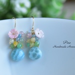 ラリマーのお花ピアス（pink）