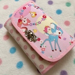 レトロ❤︎ バンビと水玉の通帳も入るお財布　(pink)