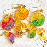 ジューシーフルーツアクセサリー　レモンオレンジ　　ピアス／レジン／フルーツ／イヤリング