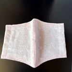 ［再販］夏用マスク　涼しい　ロマンチックな【グレイッシュピンク】フラワーレース　吸水速乾　吸汗速乾　立体でベタつかない綿の天然素材　小池都知事風の大きめ　1枚