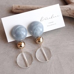 涼しげクリアの揺れる大ぶりピアス＊イヤリング♡上品♡アイスブルー