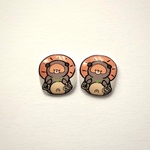 信楽焼き　たぬきさんの小ぶりピアス　イヤリング　プラ板アクセサリー　信楽焼