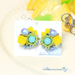 ラインストーンピアス＊Yellow＆Blue