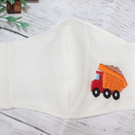 働く車ワンポイント刺繡入り立体マスク