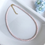 桜色のライス型淡水パールのネックレス